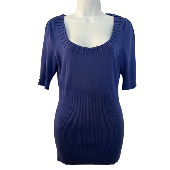 INC International Concepts Y2K Periwinkle Half Sleeve Scoop Neck Sweater - M - Picture 1 of 7